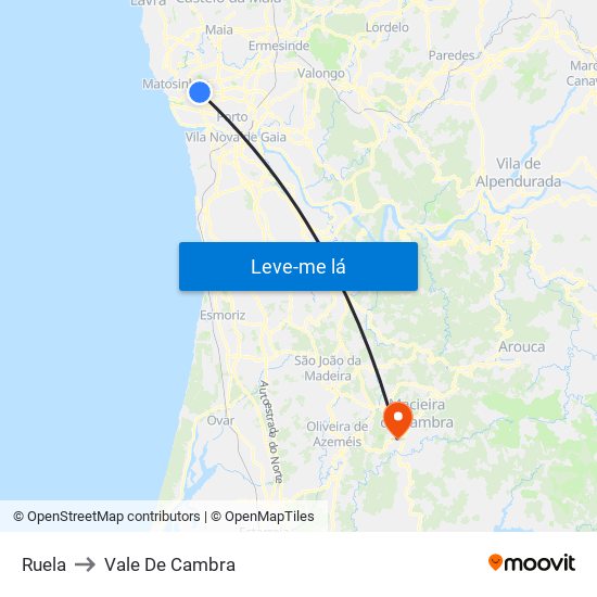 Ruela to Vale De Cambra map