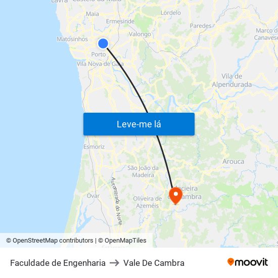Faculdade de Engenharia to Vale De Cambra map