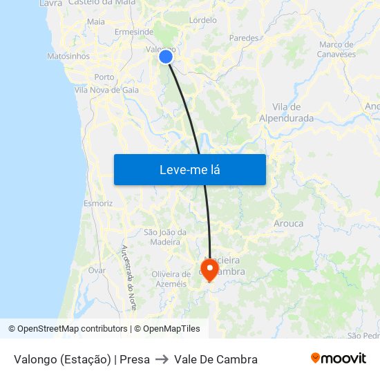 Valongo (Estação) | Presa to Vale De Cambra map