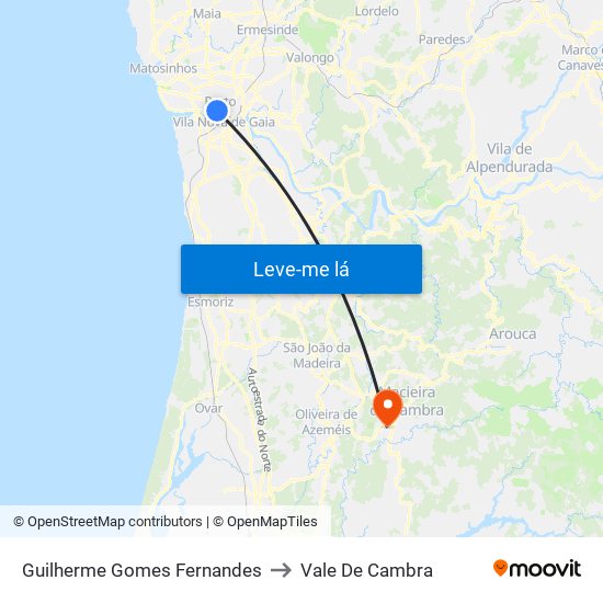 Guilherme Gomes Fernandes to Vale De Cambra map