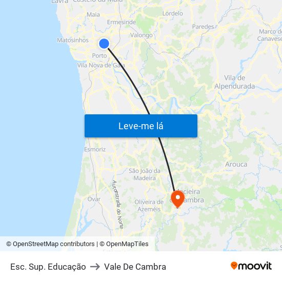 Esc. Sup. Educação to Vale De Cambra map