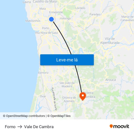 Forno to Vale De Cambra map