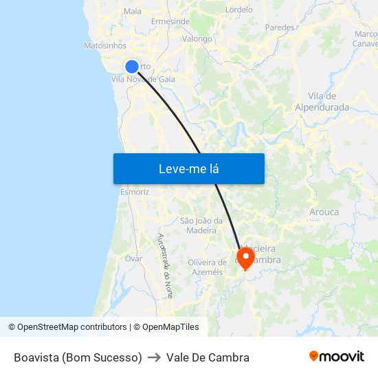 Boavista (Bom Sucesso) to Vale De Cambra map