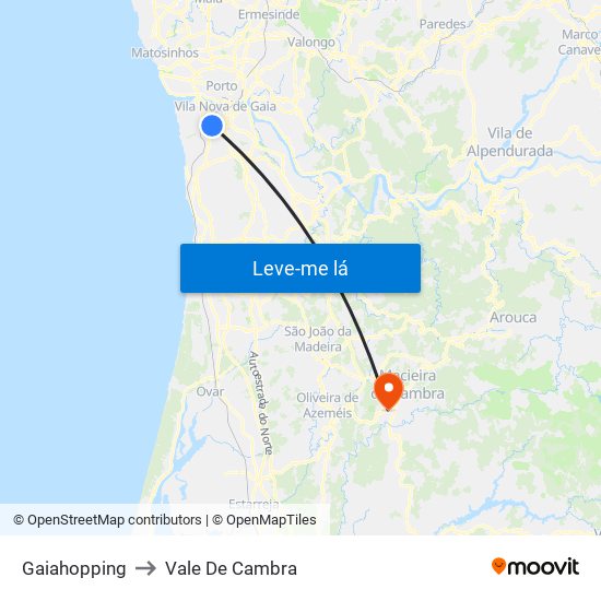 Gaiahopping to Vale De Cambra map