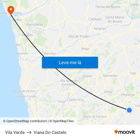 Vila Verde to Viana Do Castelo map