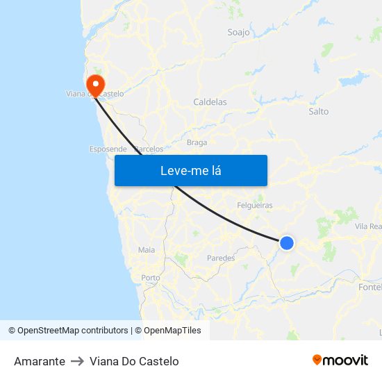 Amarante to Viana Do Castelo map