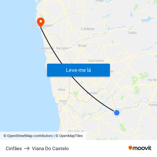 Cinfães to Viana Do Castelo map