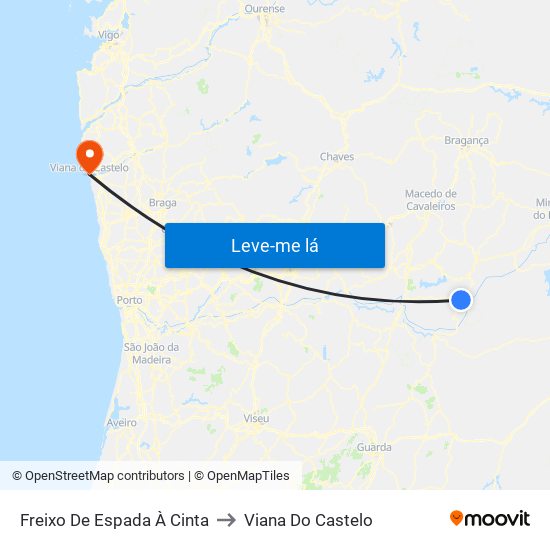 Freixo De Espada À Cinta to Viana Do Castelo map