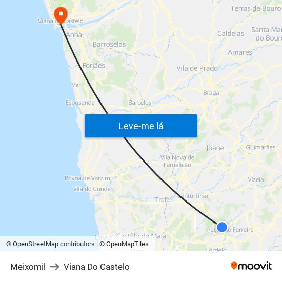 Meixomil to Viana Do Castelo map