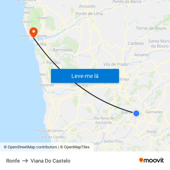 Ronfe to Viana Do Castelo map