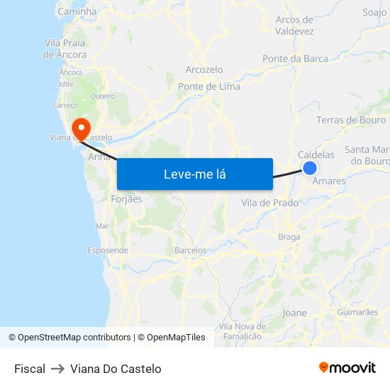 Fiscal to Viana Do Castelo map