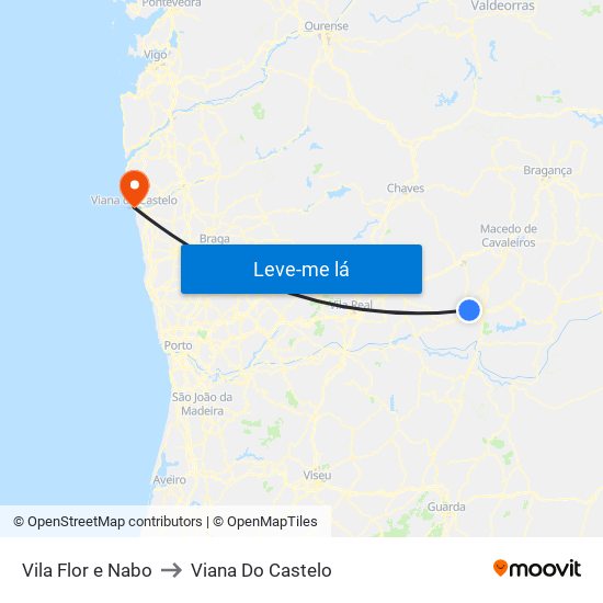 Vila Flor e Nabo to Viana Do Castelo map