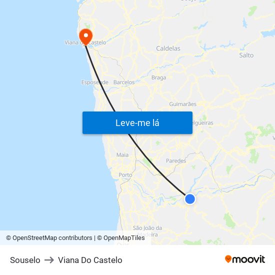 Souselo to Viana Do Castelo map