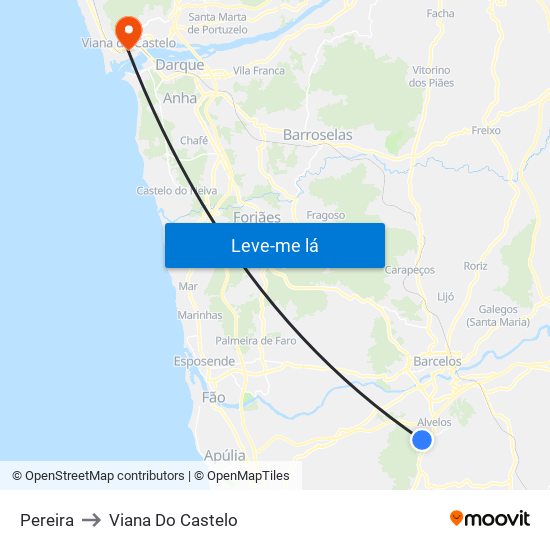Pereira to Viana Do Castelo map