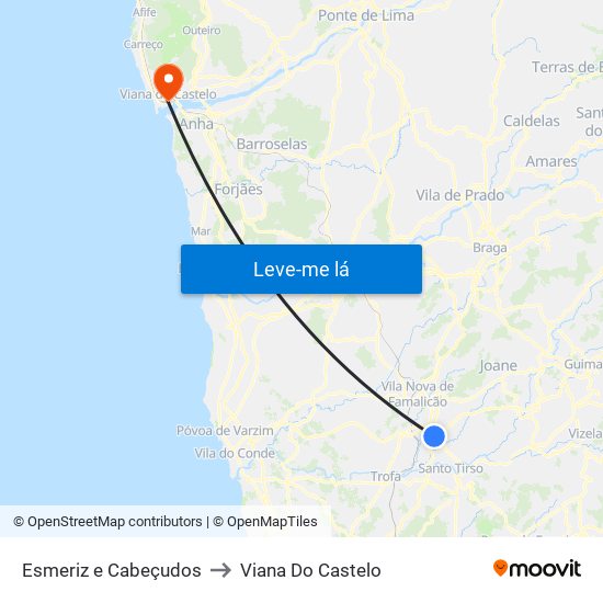 Esmeriz e Cabeçudos to Viana Do Castelo map