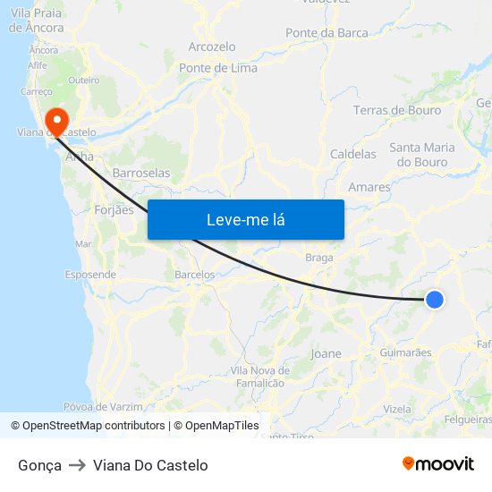 Gonça to Viana Do Castelo map