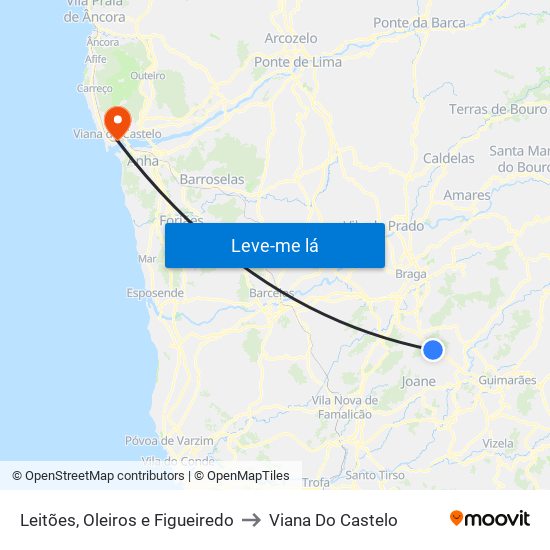 Leitões, Oleiros e Figueiredo to Viana Do Castelo map