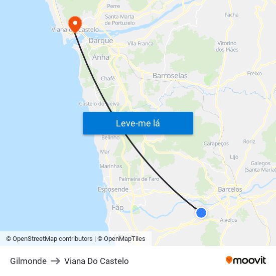 Gilmonde to Viana Do Castelo map