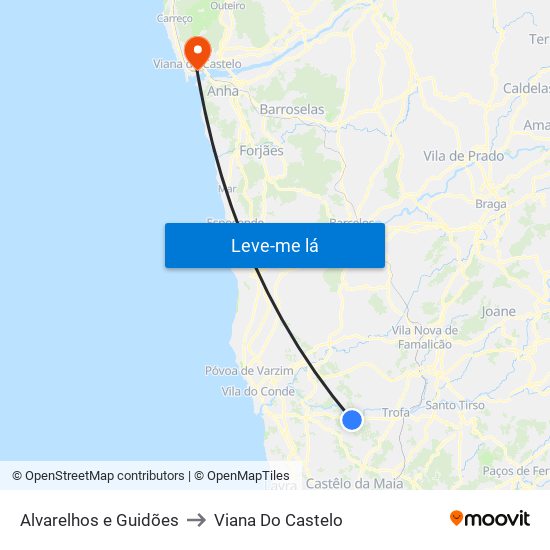 Alvarelhos e Guidões to Viana Do Castelo map