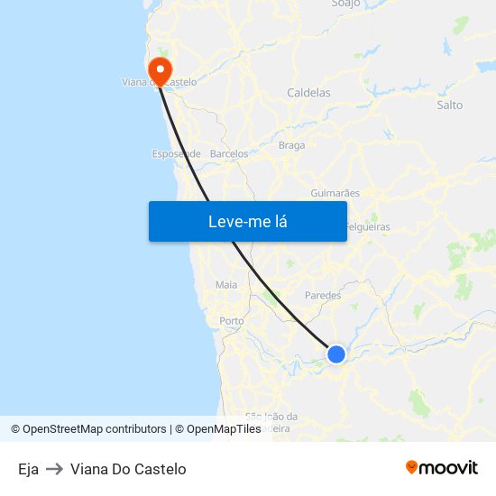 Eja to Viana Do Castelo map