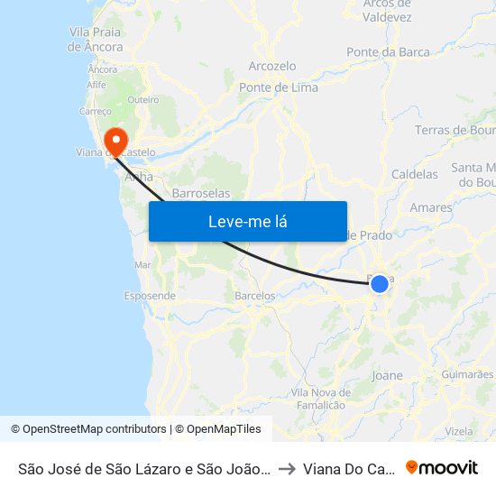 São José de São Lázaro e São João do Souto to Viana Do Castelo map