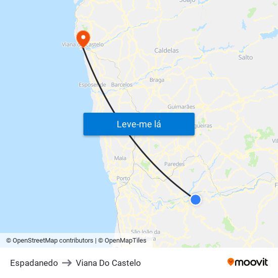 Espadanedo to Viana Do Castelo map