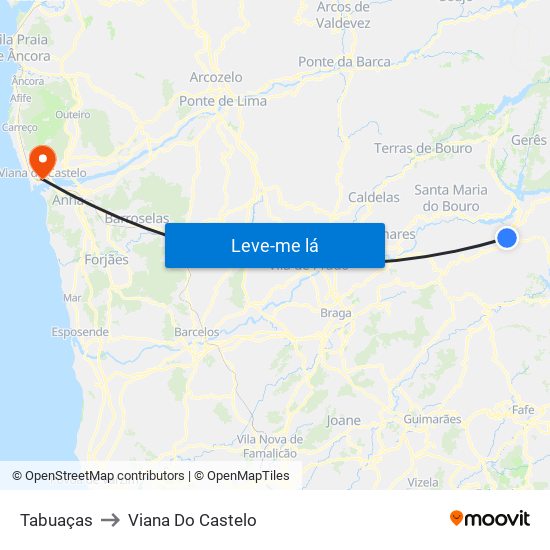 Tabuaças to Viana Do Castelo map