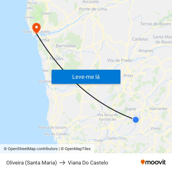Oliveira (Santa Maria) to Viana Do Castelo map