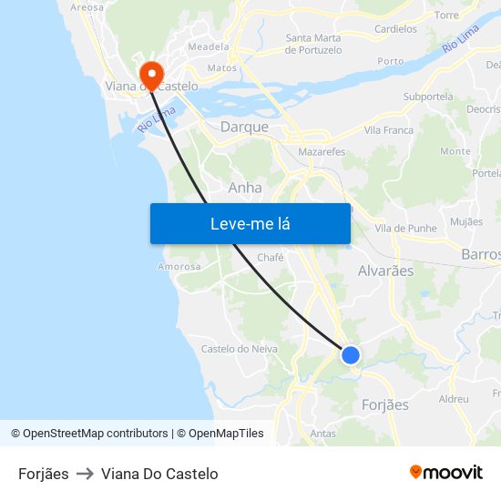 Forjães to Viana Do Castelo map