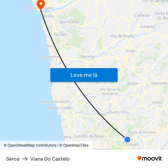 Seroa to Viana Do Castelo map