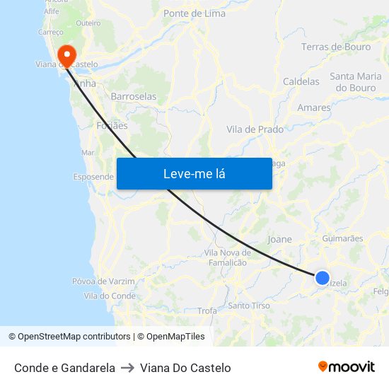 Conde e Gandarela to Viana Do Castelo map