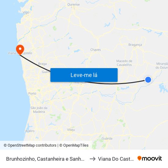 Brunhozinho, Castanheira e Sanhoane to Viana Do Castelo map