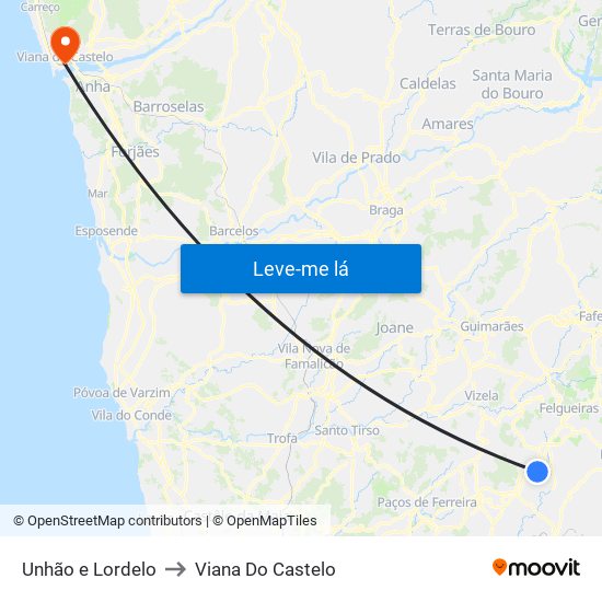 Unhão e Lordelo to Viana Do Castelo map
