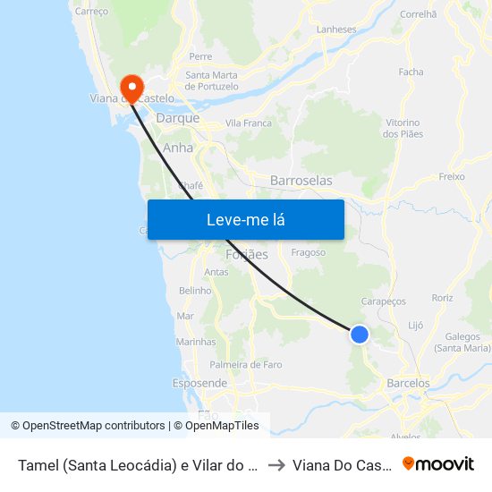 Tamel (Santa Leocádia) e Vilar do Monte to Viana Do Castelo map