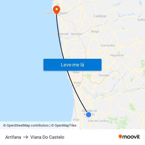 Arrifana to Viana Do Castelo map