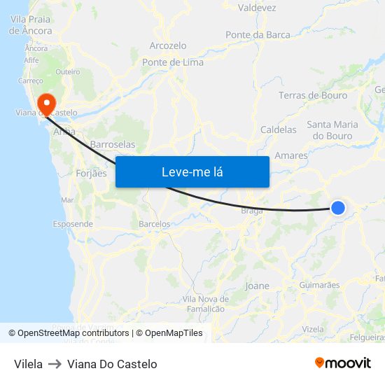 Vilela to Viana Do Castelo map
