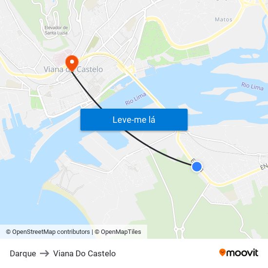 Darque to Viana Do Castelo map