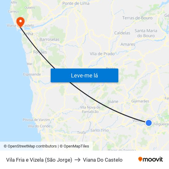 Vila Fria e Vizela (São Jorge) to Viana Do Castelo map