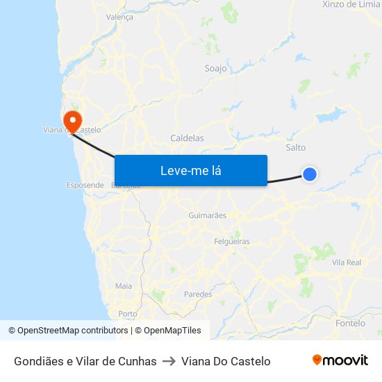 Gondiães e Vilar de Cunhas to Viana Do Castelo map