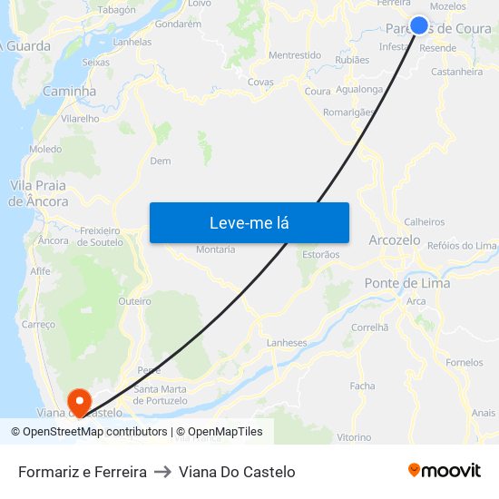 Formariz e Ferreira to Viana Do Castelo map