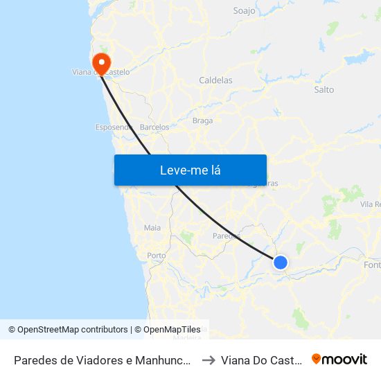 Paredes de Viadores e Manhuncelos to Viana Do Castelo map