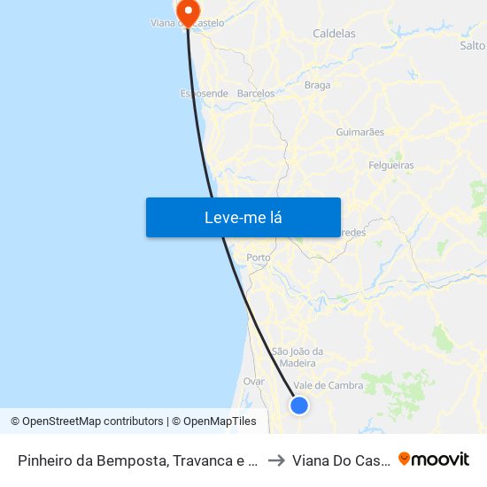 Pinheiro da Bemposta, Travanca e Palmaz to Viana Do Castelo map