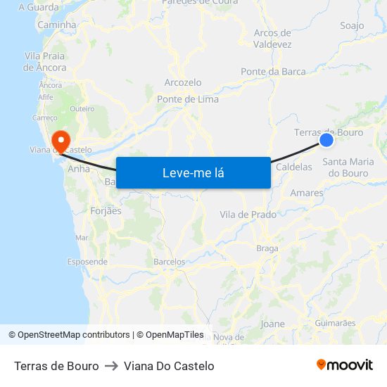Terras de Bouro to Viana Do Castelo map