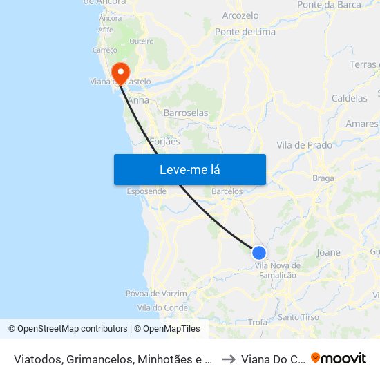 Viatodos, Grimancelos, Minhotães e Monte de Fralães to Viana Do Castelo map
