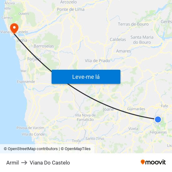 Armil to Viana Do Castelo map