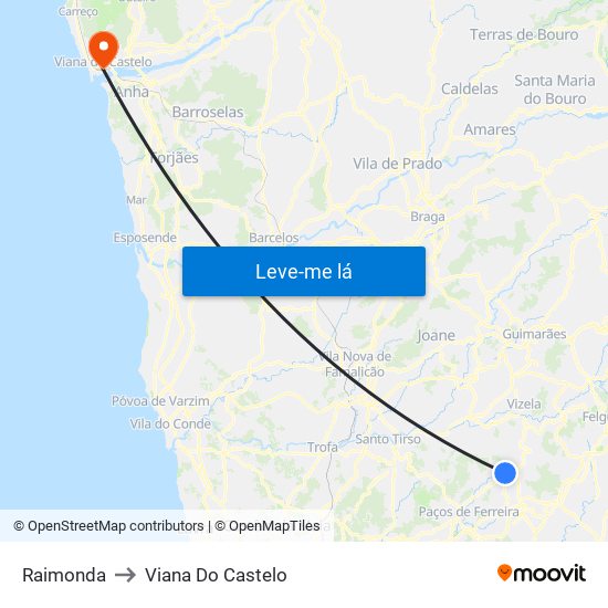 Raimonda to Viana Do Castelo map