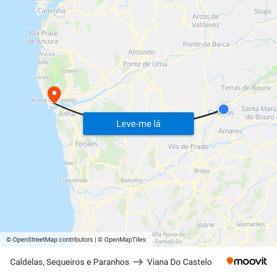 Caldelas, Sequeiros e Paranhos to Viana Do Castelo map