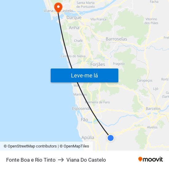 Fonte Boa e Rio Tinto to Viana Do Castelo map