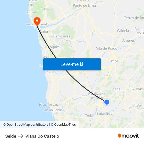 Seide to Viana Do Castelo map