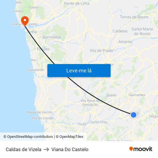 Caldas de Vizela to Viana Do Castelo map